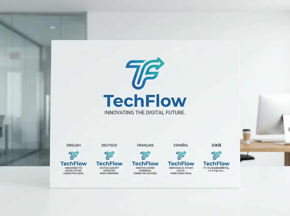 A professional brand logo design with perfect multilingual typography generated by Nano Banana Pro AI, showing crisp text rendering and sophisticated visual identity.