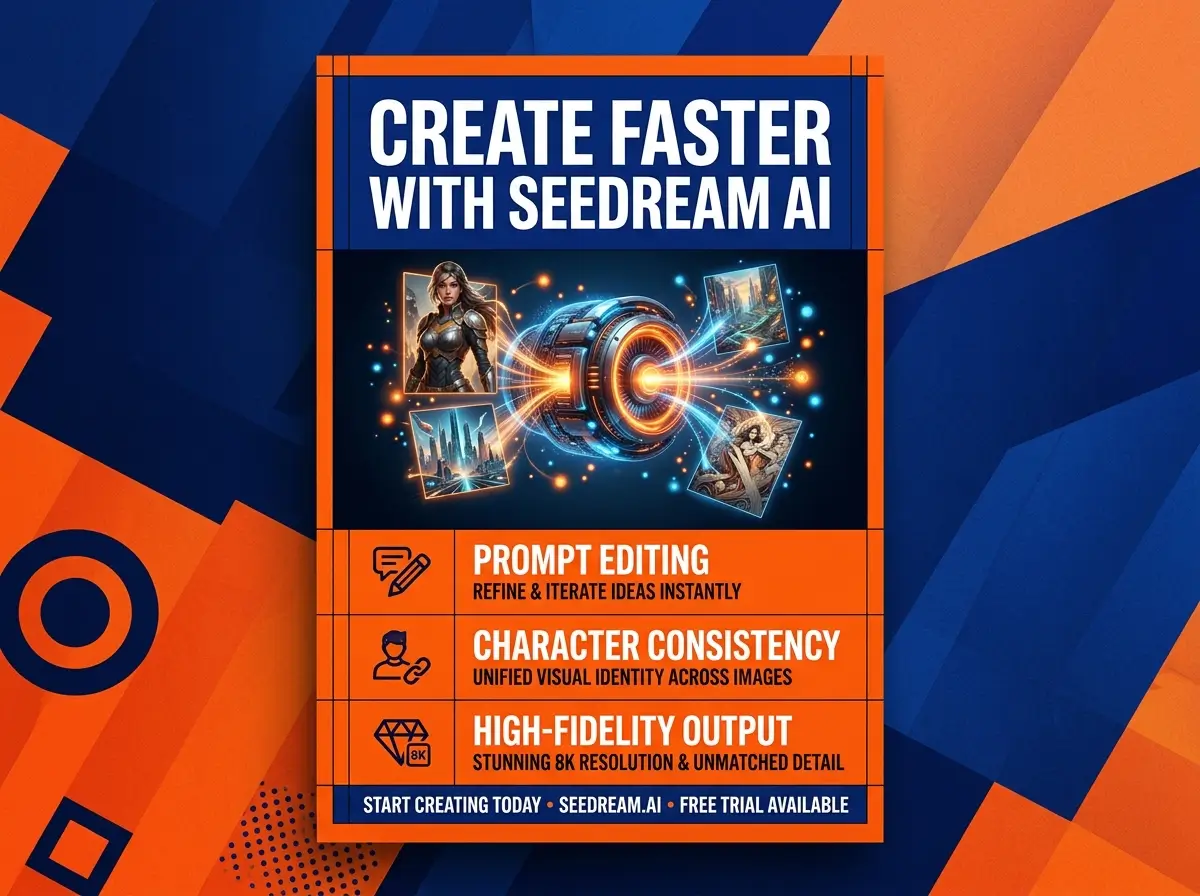 A Seedream AI generated poster with readable in-image typography and structured layout.