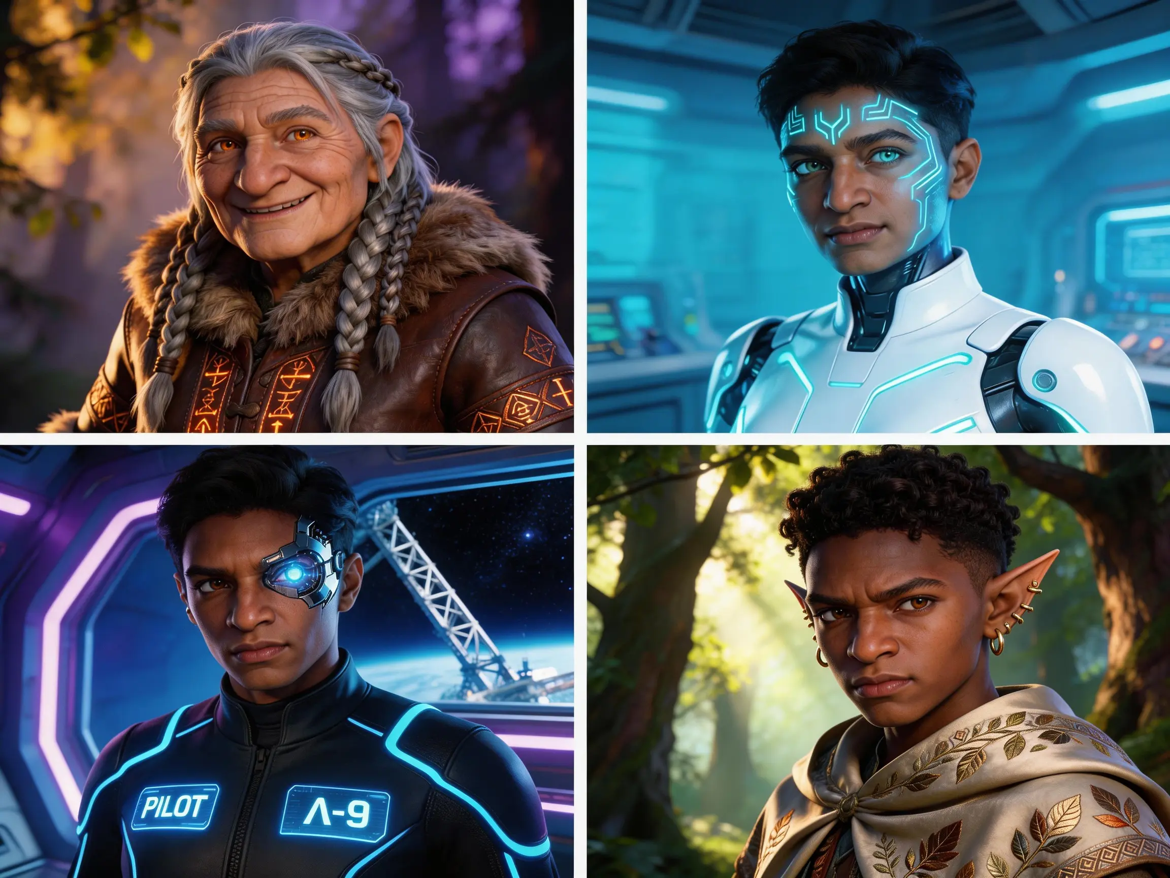 Fantasy character portrait with detailed facial features and unique styling