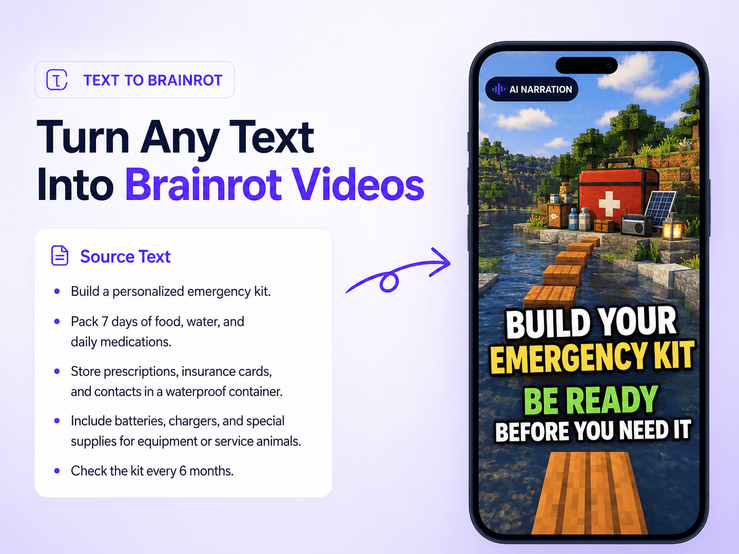 Text to Brainrot Video Generator